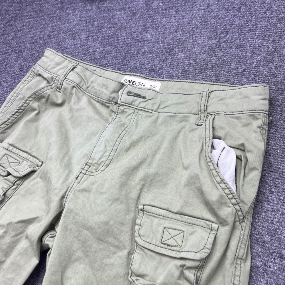 Lovegen Utility Streetwear Gorpcore Olive Green Wide Leg Cargo Pants
